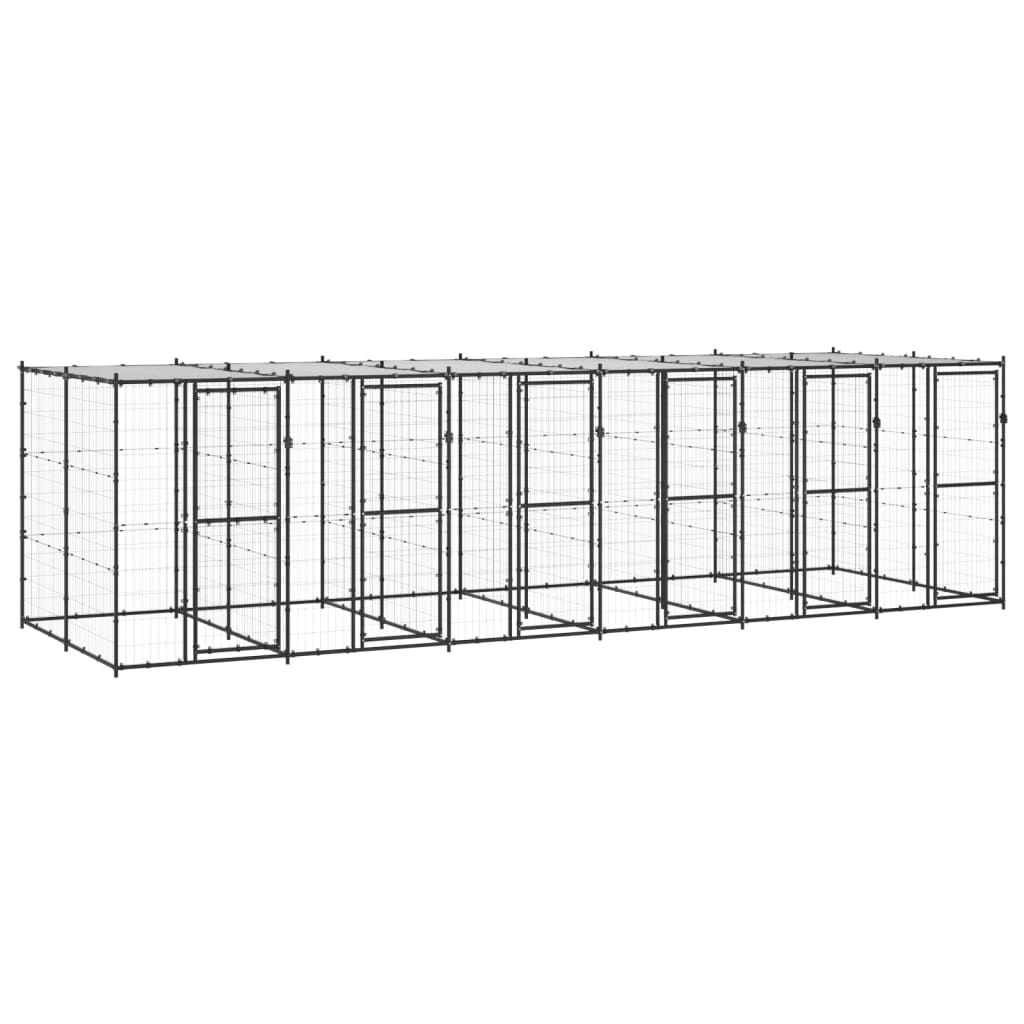 Hondenkennel met dak 14,52 m² staal - AllerleiShop