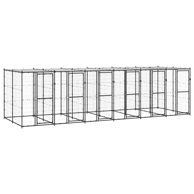 Hondenkennel met dak 14,52 m² staal - AllerleiShop