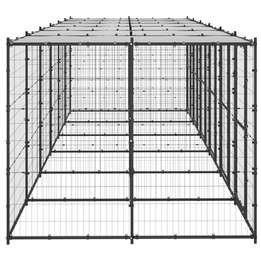 Hondenkennel met dak 14,52 m² staal - AllerleiShop