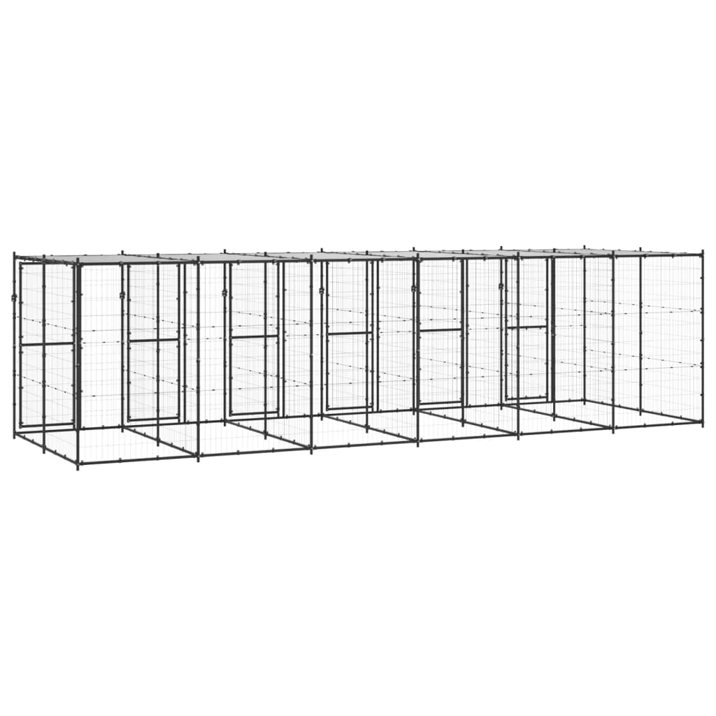 Hondenkennel met dak 14,52 m² staal - AllerleiShop