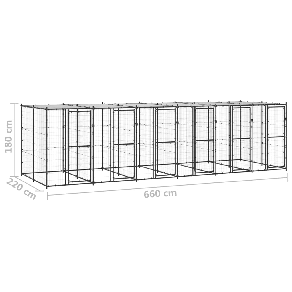 Hondenkennel met dak 14,52 m² staal - AllerleiShop