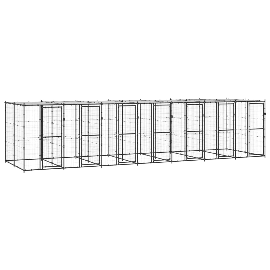 Hondenkennel met dak 16,94 m² staal - AllerleiShop