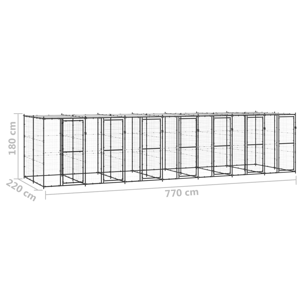 Hondenkennel met dak 16,94 m² staal - AllerleiShop