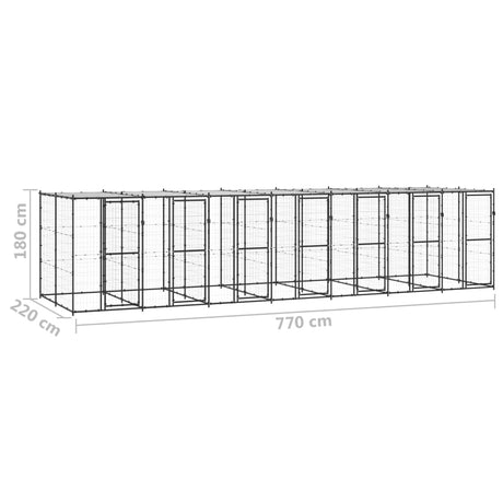 Hondenkennel met dak 16,94 m² staal - AllerleiShop