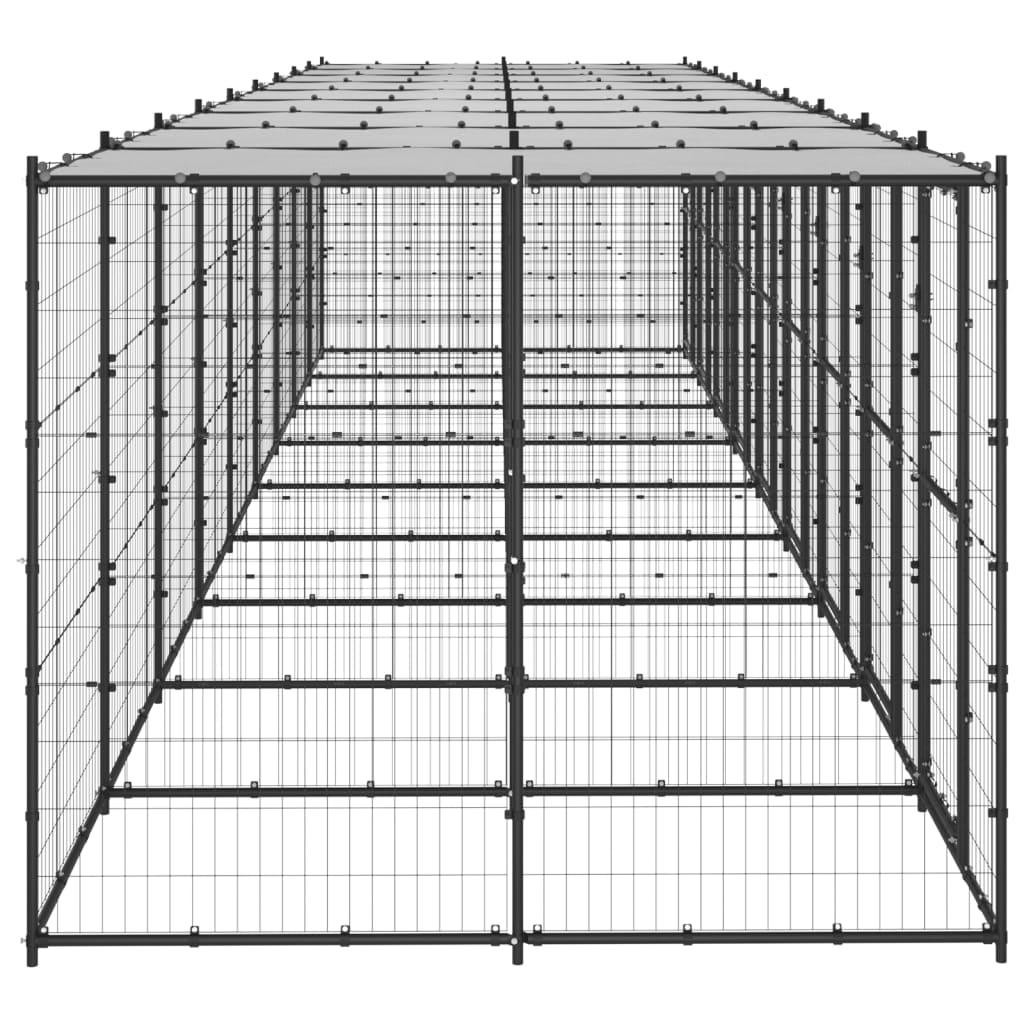 Hondenkennel met dak 21,78 m² staal - AllerleiShop