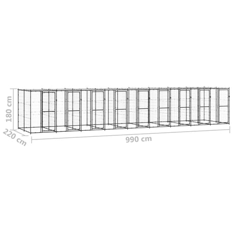 Hondenkennel met dak 21,78 m² staal - AllerleiShop