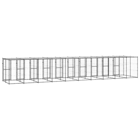 Hondenkennel met dak 24,2 m² staal - AllerleiShop