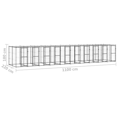 Hondenkennel met dak 24,2 m² staal - AllerleiShop