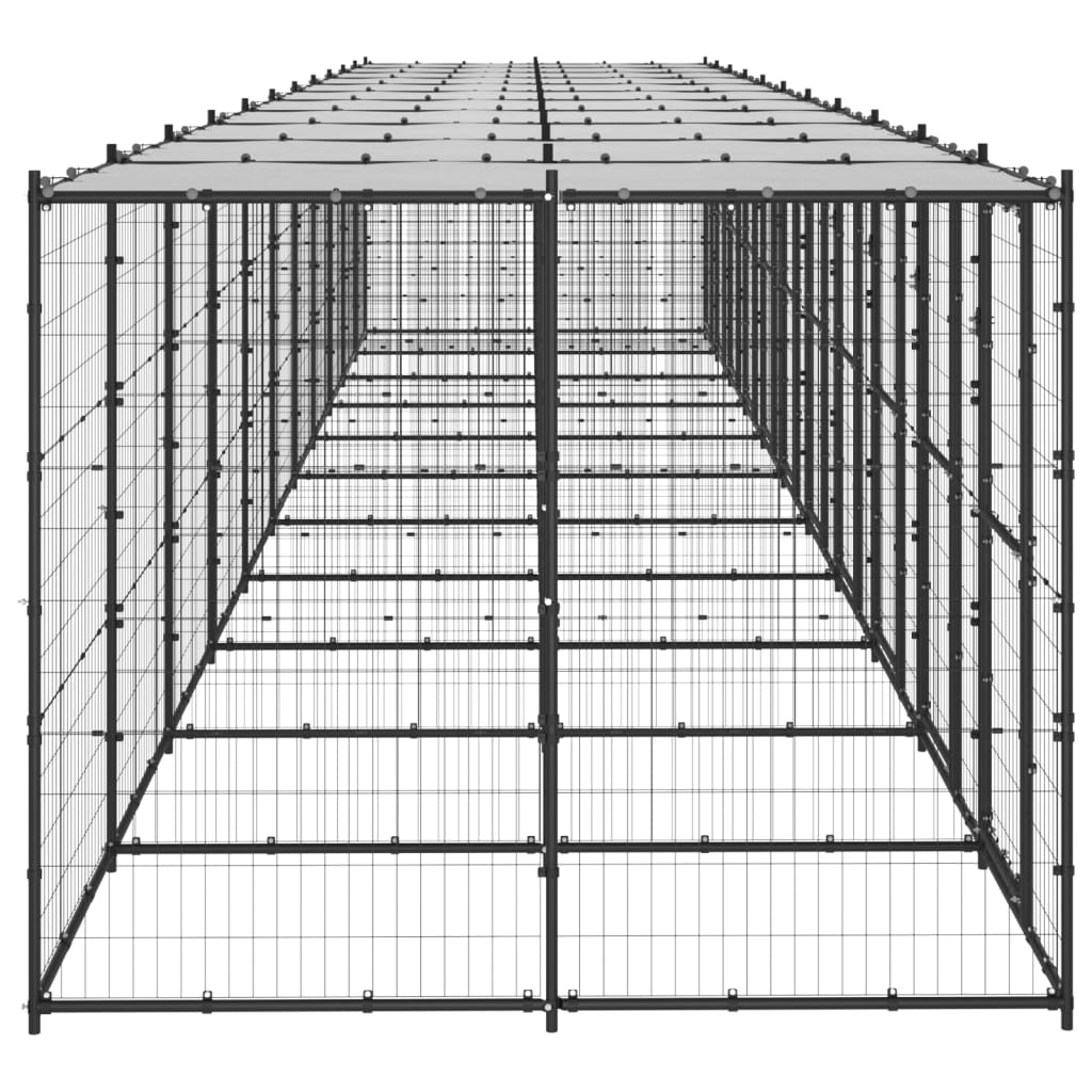 Hondenkennel met dak 26,62 m² staal - AllerleiShop