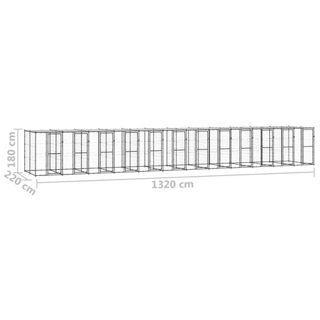 Hondenkennel met dak 29,04 m² staal - AllerleiShop