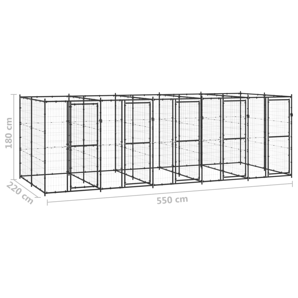 Hondenkennel 12,1 m² staal - AllerleiShop