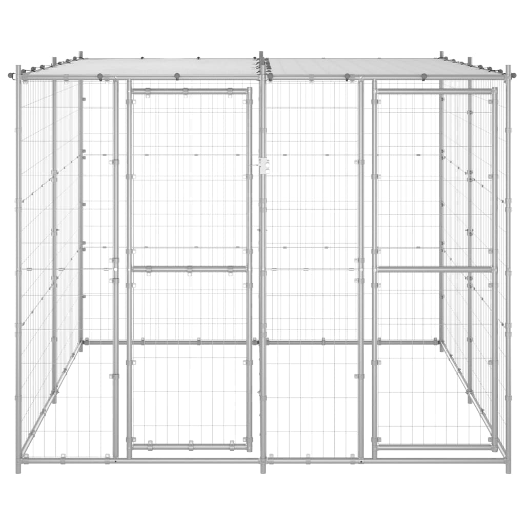 Hondenkennel met dak 4,84 m² gegalvaniseerd staal - AllerleiShop