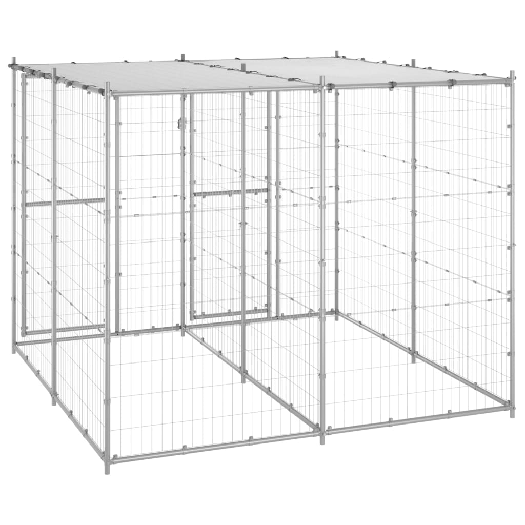 Hondenkennel met dak 4,84 m² gegalvaniseerd staal - AllerleiShop