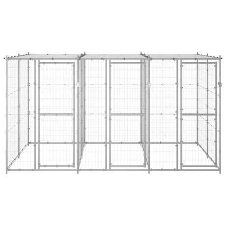 Hondenkennel met dak 7,26 m² gegalvaniseerd staal - AllerleiShop