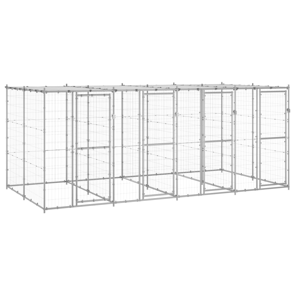 Hondenkennel met dak 9,68 m² gegalvaniseerd staal - AllerleiShop