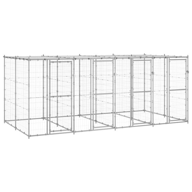 Hondenkennel met dak 9,68 m² gegalvaniseerd staal - AllerleiShop