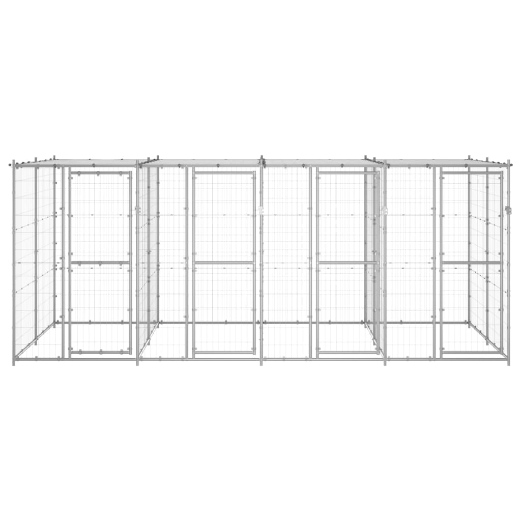 Hondenkennel met dak 9,68 m² gegalvaniseerd staal - AllerleiShop