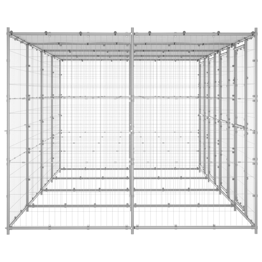 Hondenkennel met dak 9,68 m² gegalvaniseerd staal - AllerleiShop