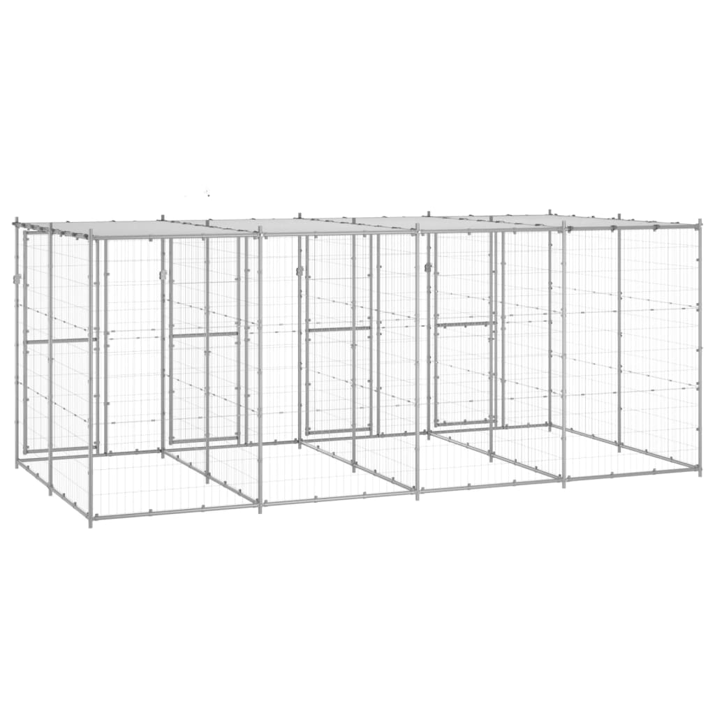 Hondenkennel met dak 9,68 m² gegalvaniseerd staal - AllerleiShop