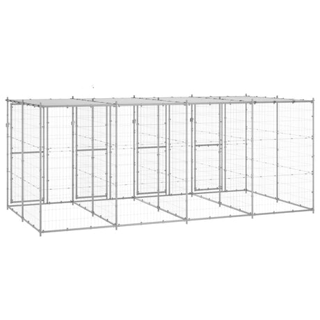 Hondenkennel met dak 9,68 m² gegalvaniseerd staal - AllerleiShop