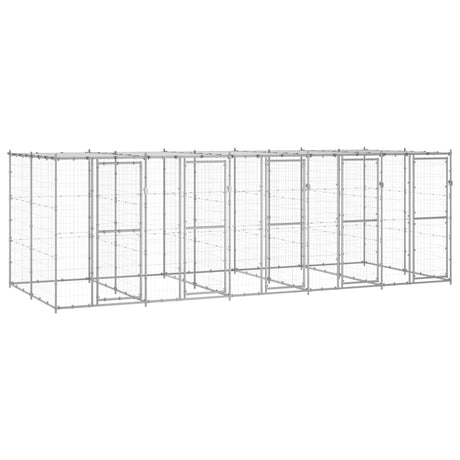 Hondenkennel met dak 12,1 m² gegalvaniseerd staal - AllerleiShop