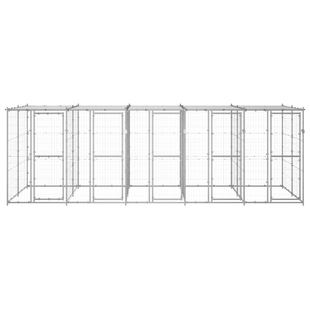 Hondenkennel met dak 12,1 m² gegalvaniseerd staal - AllerleiShop