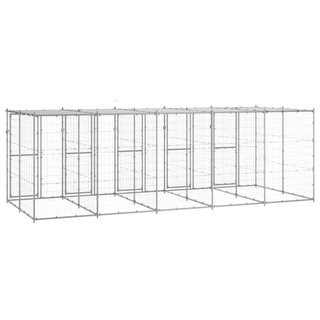 Hondenkennel met dak 12,1 m² gegalvaniseerd staal - AllerleiShop