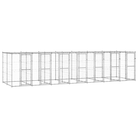 Hondenkennel met dak 16,94 m² gegalvaniseerd staal - AllerleiShop