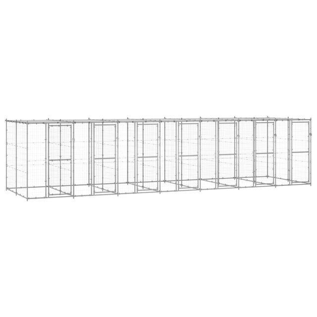 Hondenkennel met dak 16,94 m² gegalvaniseerd staal - AllerleiShop