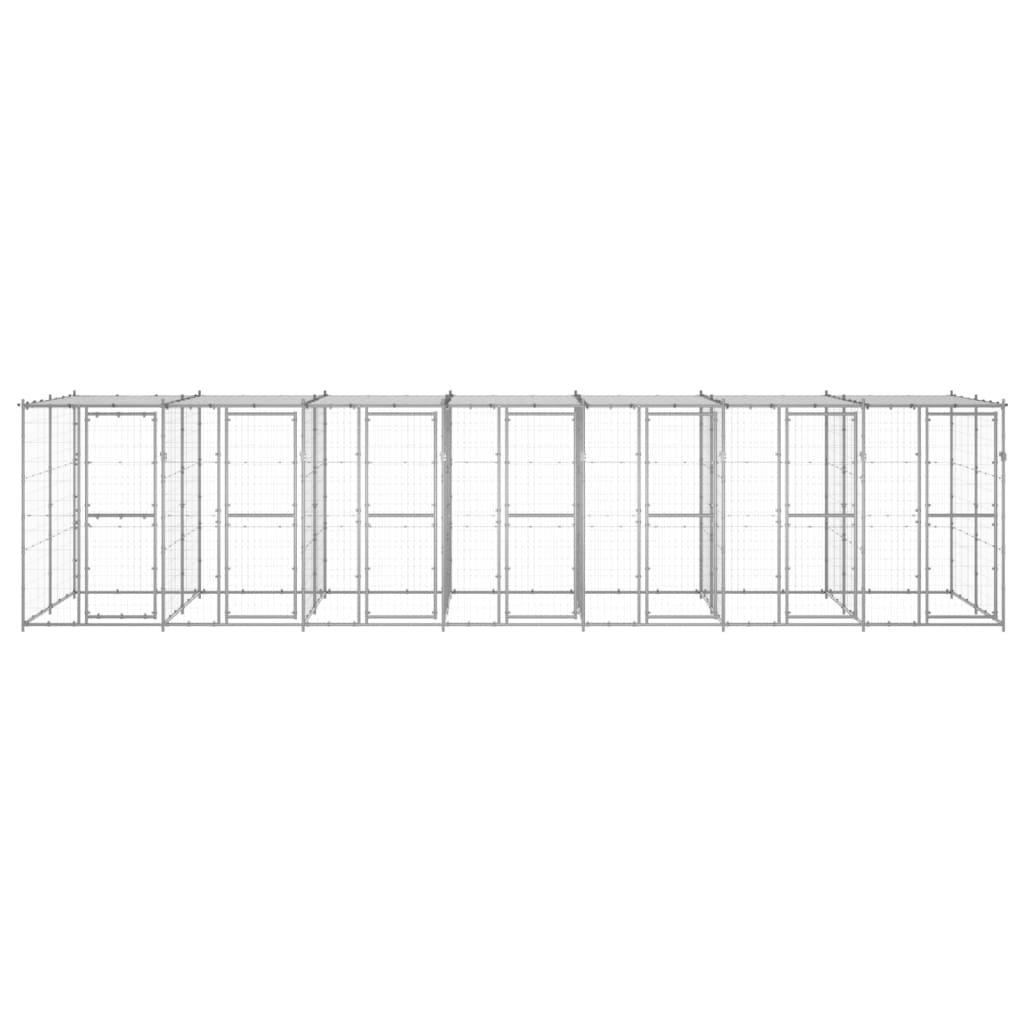 Hondenkennel met dak 16,94 m² gegalvaniseerd staal - AllerleiShop