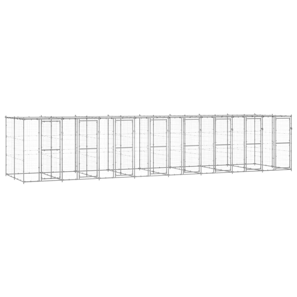 Hondenkennel met dak 19,36 m² gegalvaniseerd staal - AllerleiShop