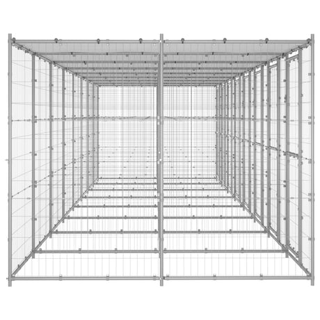 Hondenkennel met dak 19,36 m² gegalvaniseerd staal - AllerleiShop