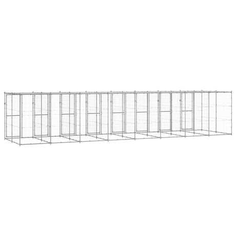 Hondenkennel met dak 19,36 m² gegalvaniseerd staal - AllerleiShop