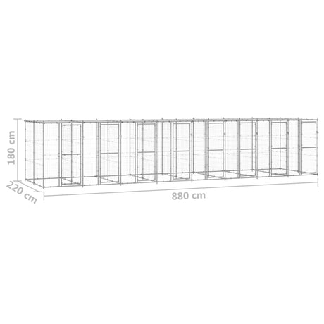 Hondenkennel met dak 19,36 m² gegalvaniseerd staal - AllerleiShop