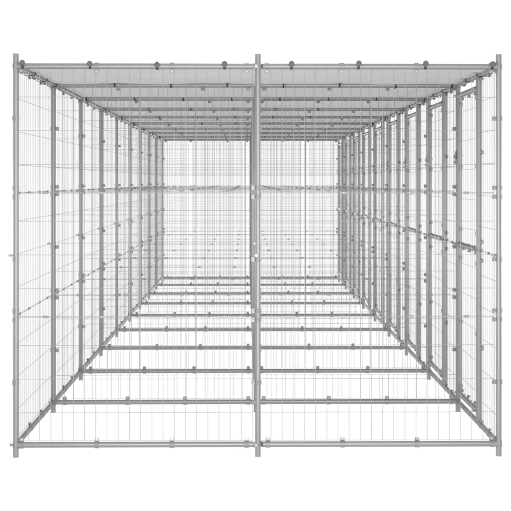 Hondenkennel met dak 21,78 m² gegalvaniseerd staal - AllerleiShop