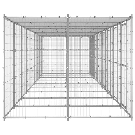 Hondenkennel met dak 21,78 m² gegalvaniseerd staal - AllerleiShop