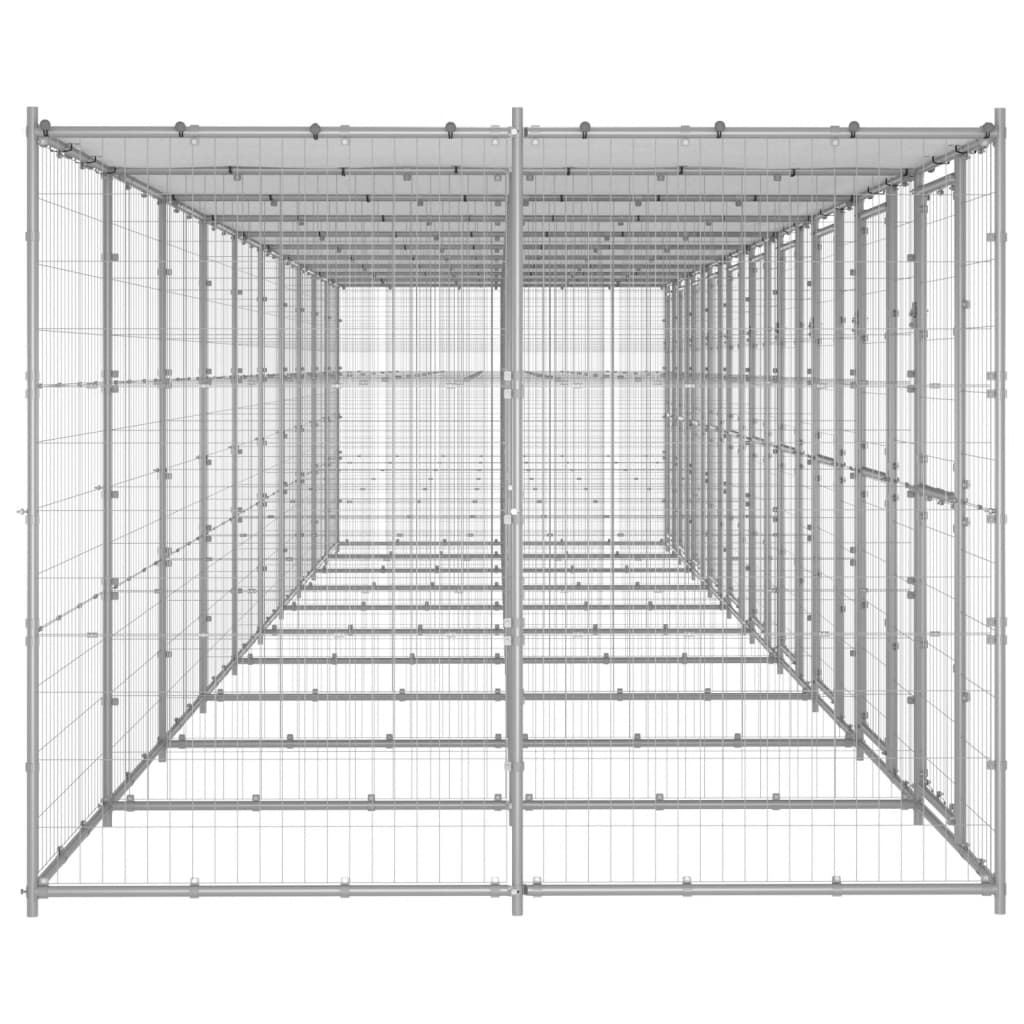 Hondenkennel met dak 24,2 m² gegalvaniseerd staal - AllerleiShop