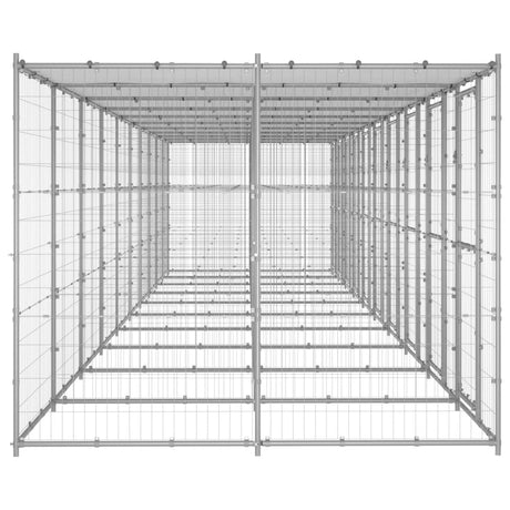 Hondenkennel met dak 24,2 m² gegalvaniseerd staal - AllerleiShop