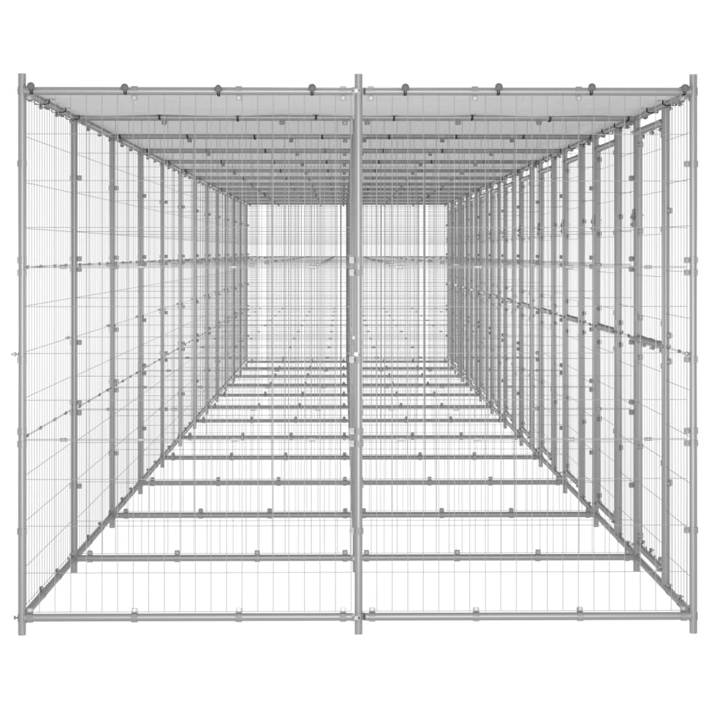 Hondenkennel met dak 29,04 m² gegalvaniseerd staal - AllerleiShop