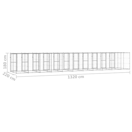 Hondenkennel met dak 29,04 m² gegalvaniseerd staal - AllerleiShop