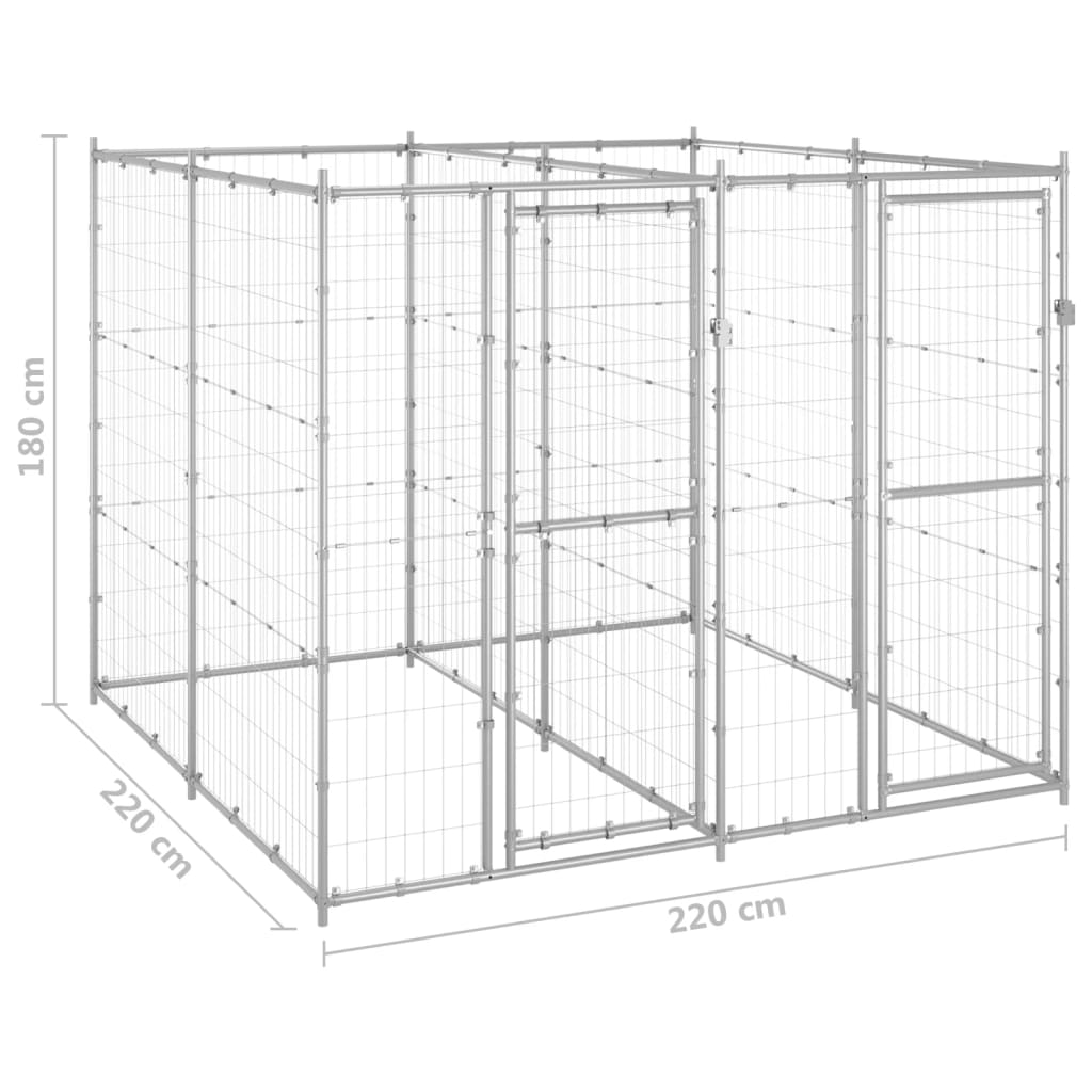 Hondenkennel 4,84 m² gegalvaniseerd staal - AllerleiShop