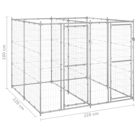 Hondenkennel 4,84 m² gegalvaniseerd staal - AllerleiShop