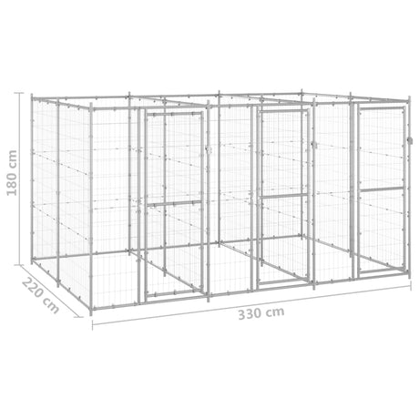 Hondenkennel 7,26 m² gegalvaniseerd staal - AllerleiShop