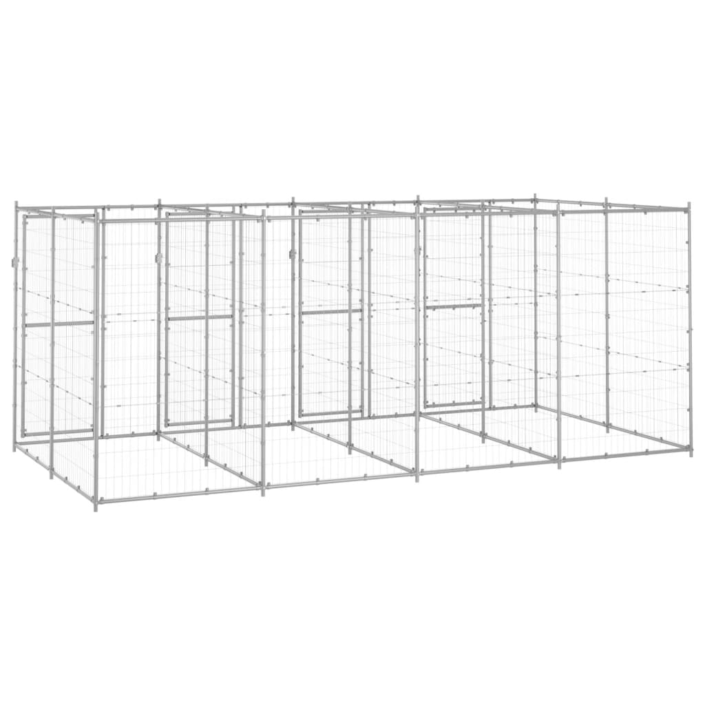 Hondenkennel 9,68 m² gegalvaniseerd staal - AllerleiShop