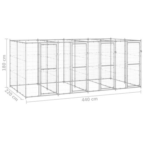 Hondenkennel 9,68 m² gegalvaniseerd staal - AllerleiShop