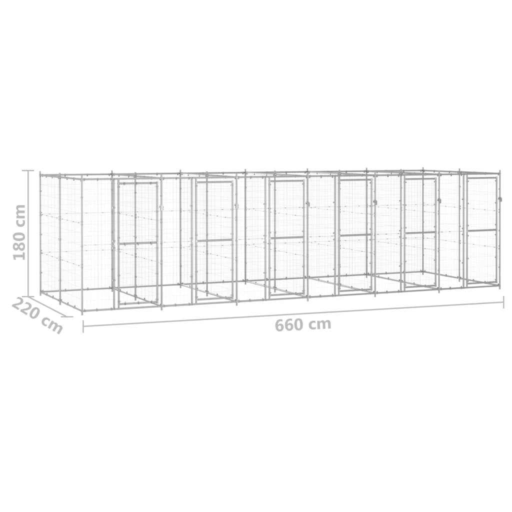 Hondenkennel 14,52 m² gegalvaniseerd staal - AllerleiShop