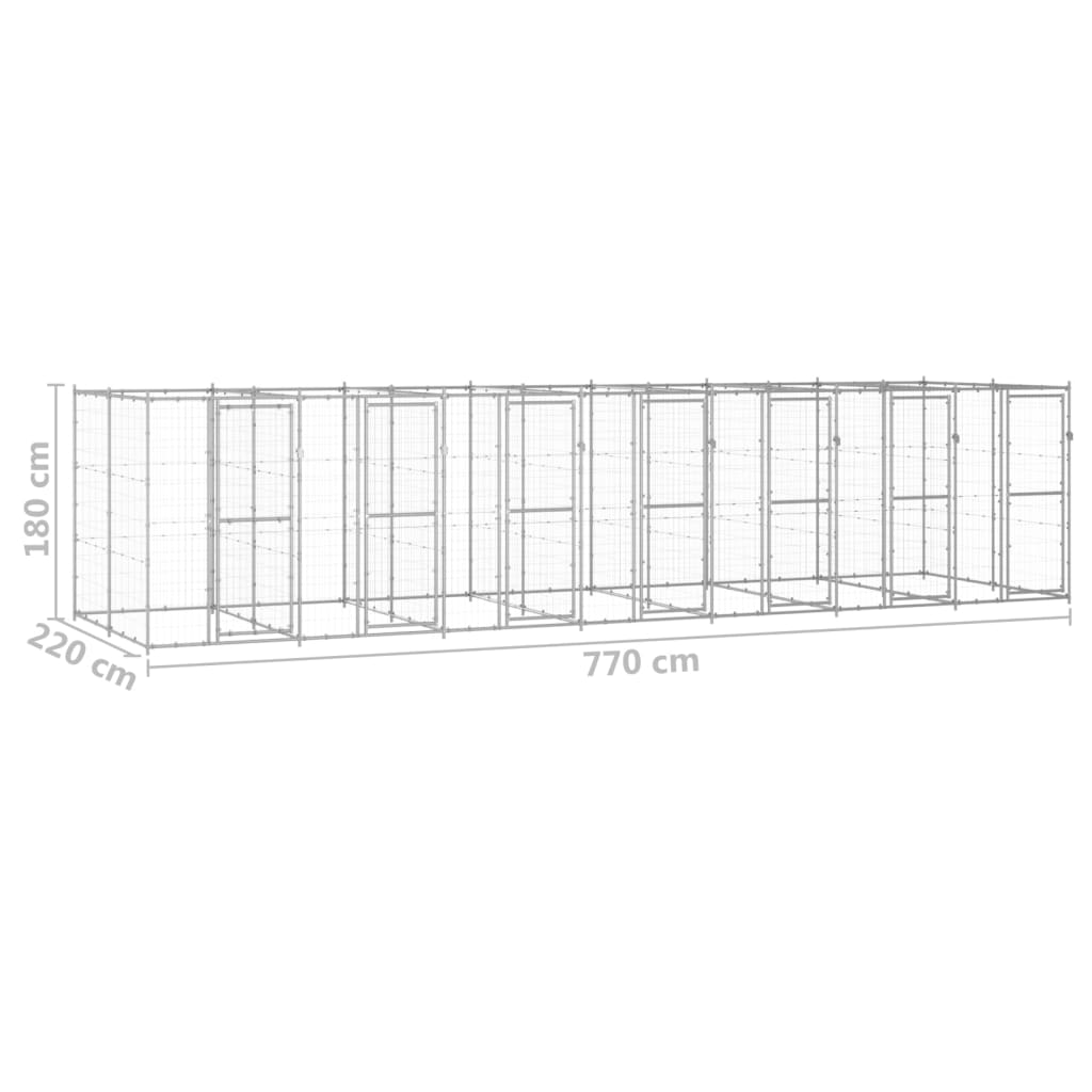 Hondenkennel 16,94 m² gegalvaniseerd staal - AllerleiShop