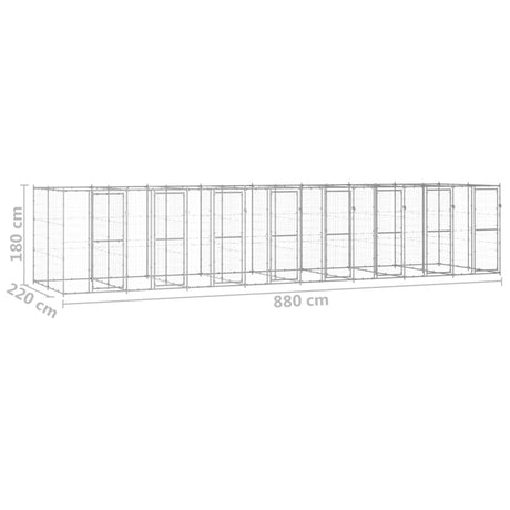 Hondenkennel 19,36 m² gegalvaniseerd staal - AllerleiShop