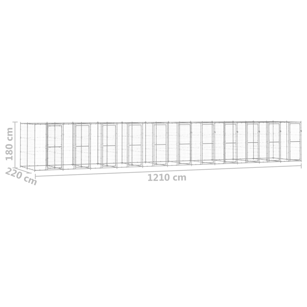 Hondenkennel 26,62 m² gegalvaniseerd staal - AllerleiShop