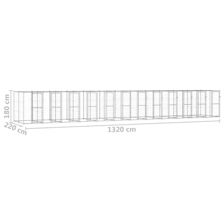 Hondenkennel 29,04 m² gegalvaniseerd staal - AllerleiShop